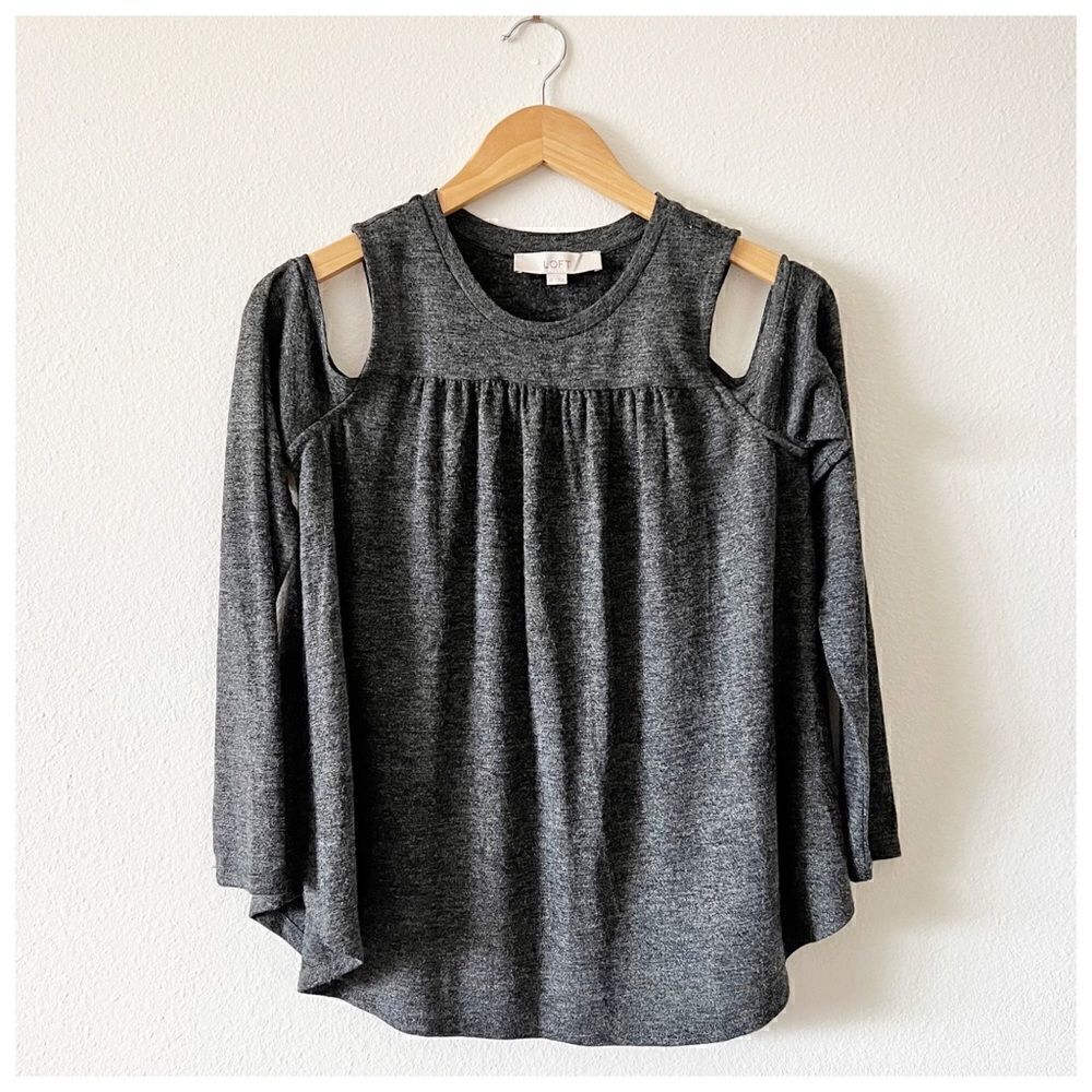 Ann Taylor LOFT Cold Shoulder Shimmer Top - Picture 2 of 6